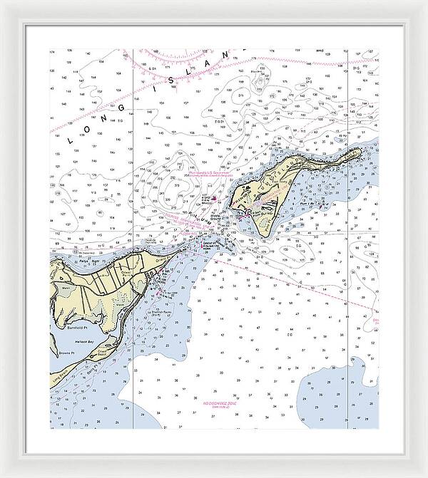 Plum Gut New York Nautical Chart - Framed Print