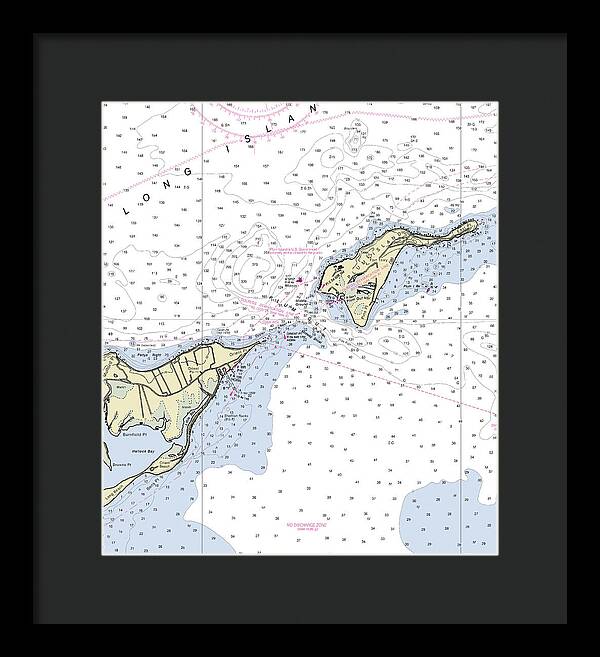 Plum Gut New York Nautical Chart - Framed Print