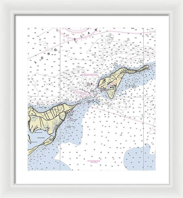 Plum Gut New York Nautical Chart - Framed Print
