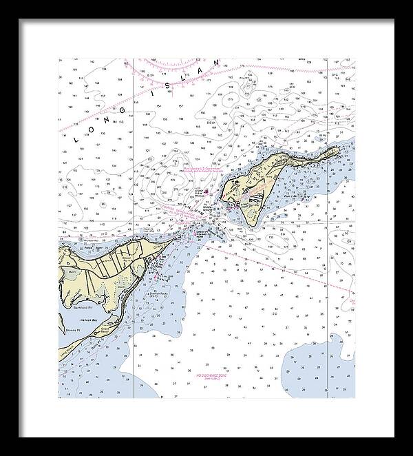 Plum Gut New York Nautical Chart - Framed Print