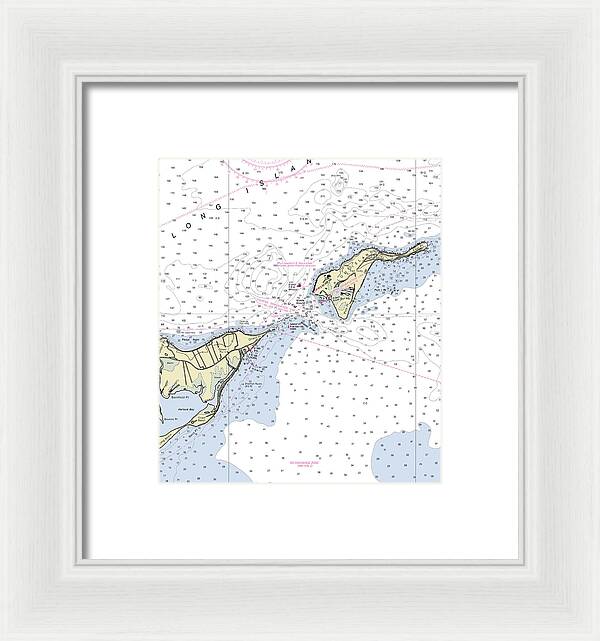 Plum Gut New York Nautical Chart - Framed Print