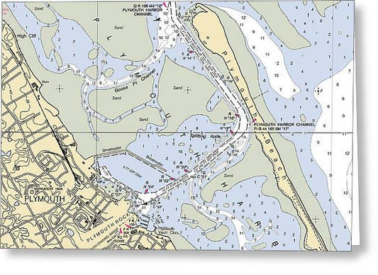 Plymouth-massachusetts Nautical Chart - Greeting Card
