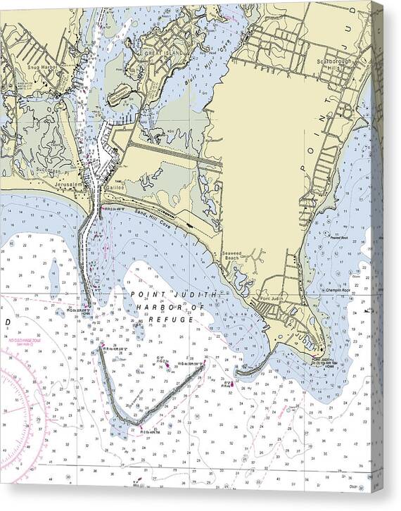 Point Judith Harbor of Refuge Rhode Island Nautical Chart - Canvas Print