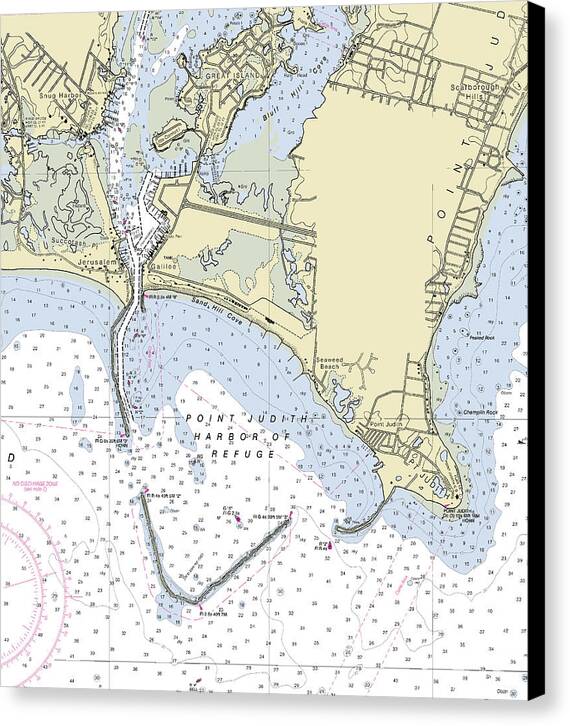 Point Judith Harbor of Refuge Rhode Island Nautical Chart - Canvas Print