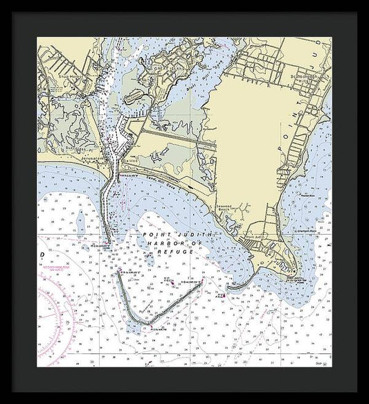 Point Judith Harbor of Refuge Rhode Island Nautical Chart - Framed Print