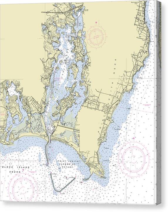 Point Judith Harbor Rhode Island Nautical Chart - Canvas Print