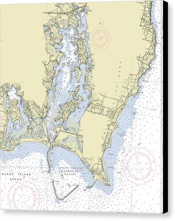 Point Judith Harbor Rhode Island Nautical Chart - Canvas Print