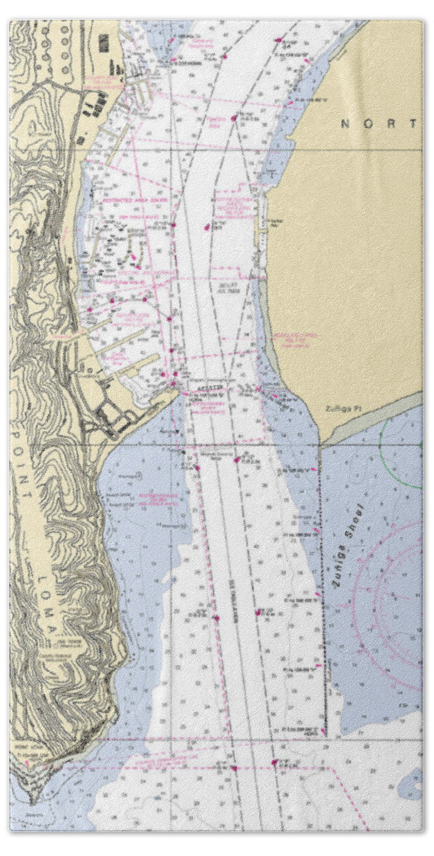 Point Loma-california Nautical Chart - Bath Towel