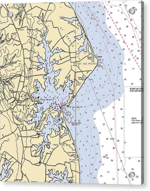 Point No Point-maryland Nautical Chart - Acrylic Print