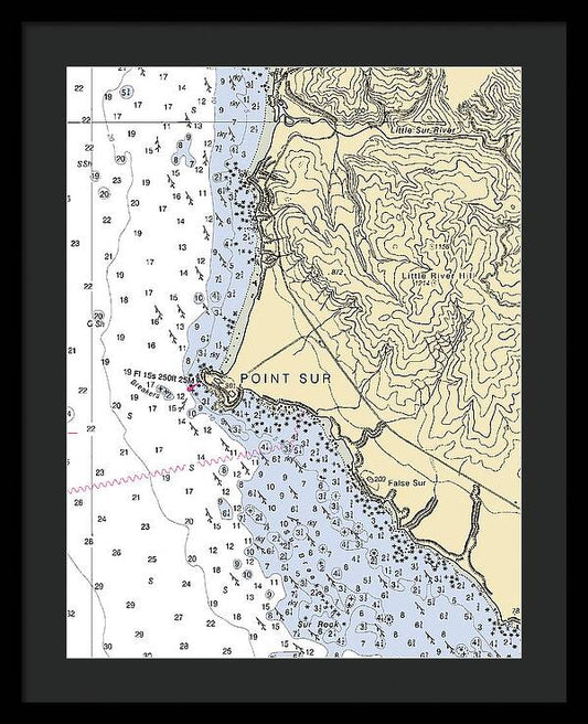 Point Sur-california Nautical Chart - Framed Print