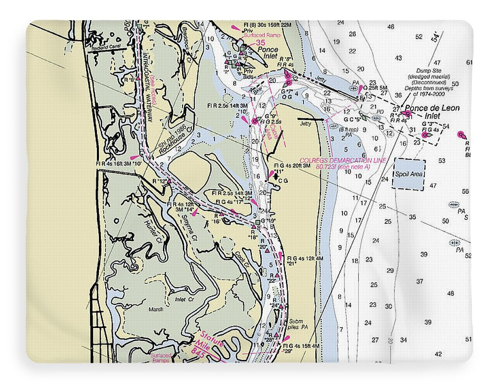 Ponce De Leon Inlet Florida Nautical Chart - Blanket