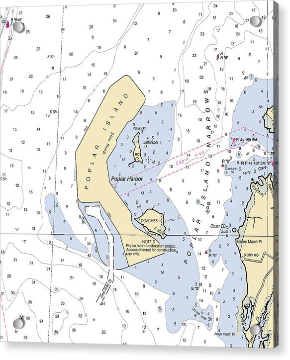 Poplar Island-maryland Nautical Chart - Acrylic Print