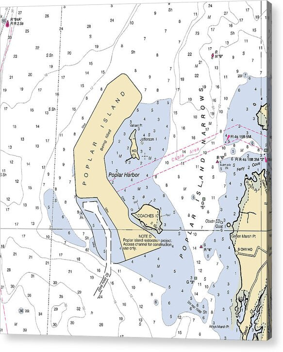 Poplar Island-maryland Nautical Chart - Acrylic Print