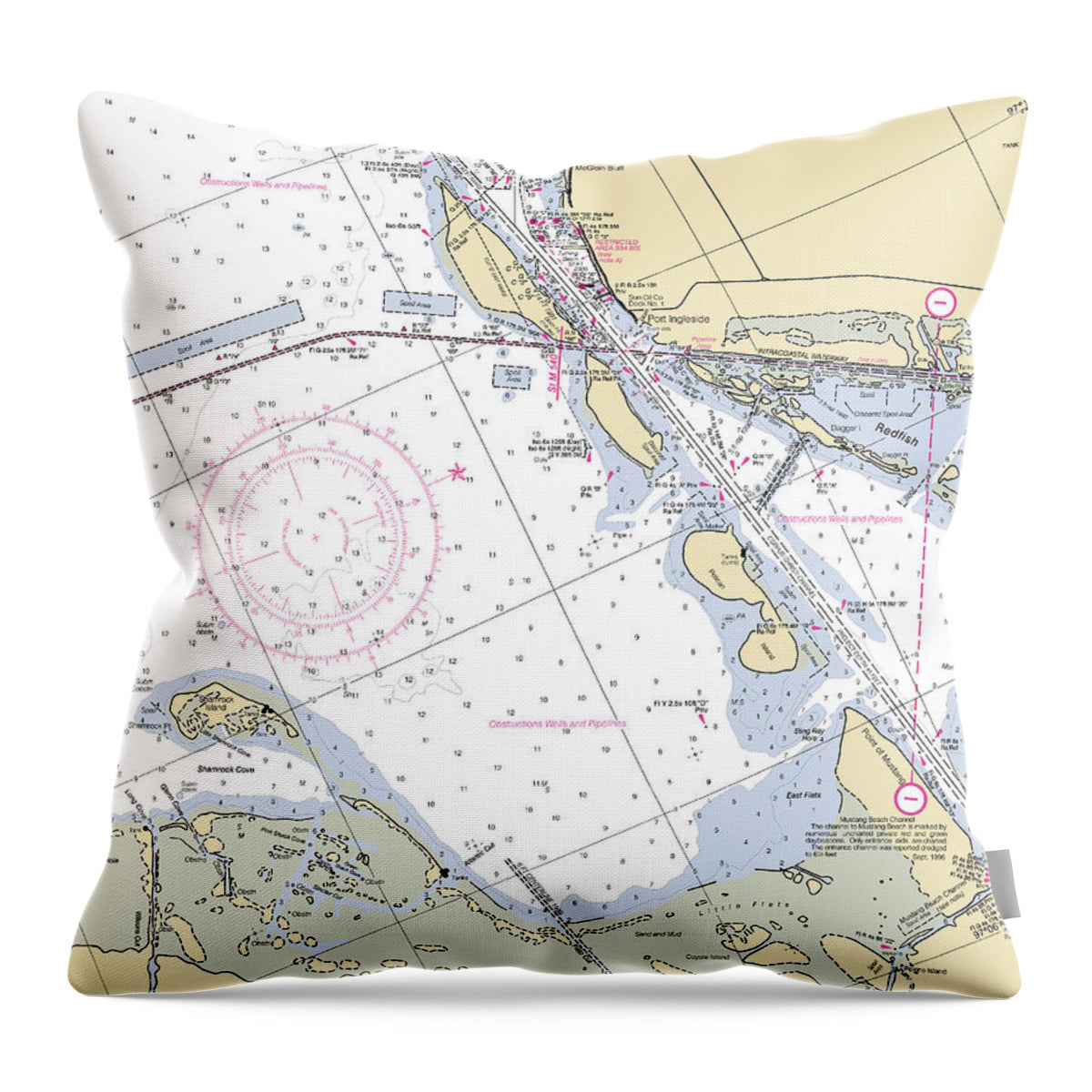 Port Ingleside-texas Nautical Chart - Throw Pillow