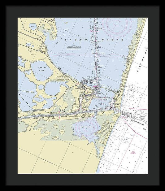 Port Isabel and Laguna Madre Texas Nautical Chart - Framed Print