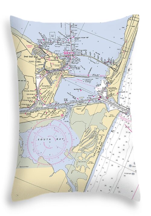 Port Isabel-texas Nautical Chart - Throw Pillow