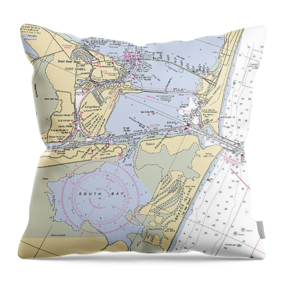 Port Isabel-texas Nautical Chart - Throw Pillow