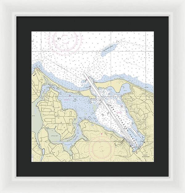 Port Jefferson New York Nautical Chart - Framed Print
