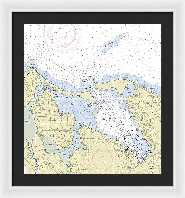 Port Jefferson New York Nautical Chart - Framed Print