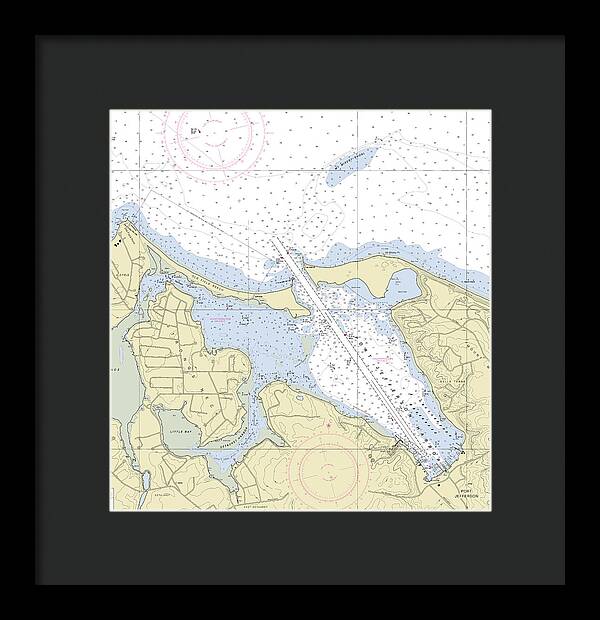 Port Jefferson New York Nautical Chart - Framed Print