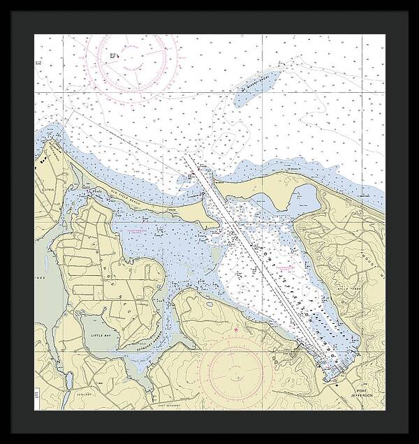 Port Jefferson New York Nautical Chart - Framed Print