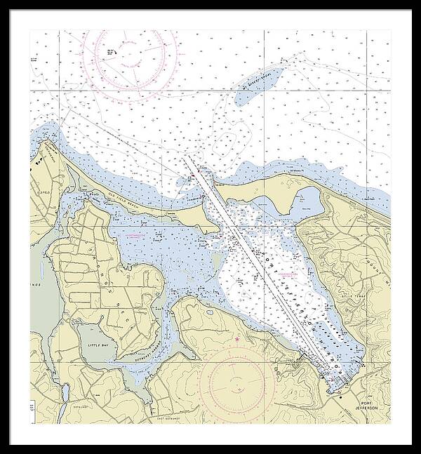 Port Jefferson New York Nautical Chart - Framed Print