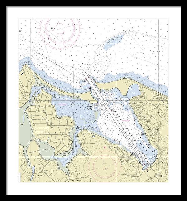 Port Jefferson New York Nautical Chart - Framed Print