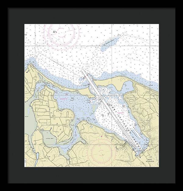 Port Jefferson New York Nautical Chart - Framed Print