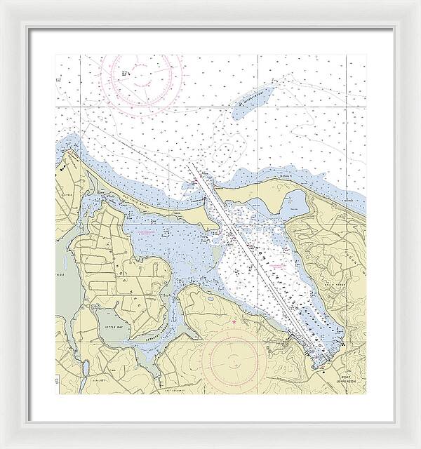 Port Jefferson New York Nautical Chart - Framed Print