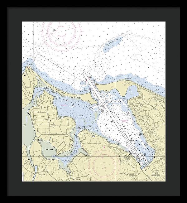 Port Jefferson New York Nautical Chart - Framed Print