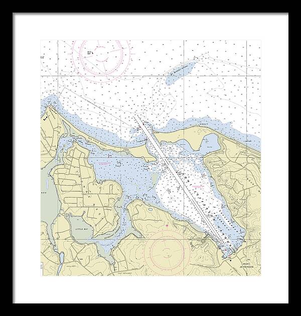 Port Jefferson New York Nautical Chart - Framed Print