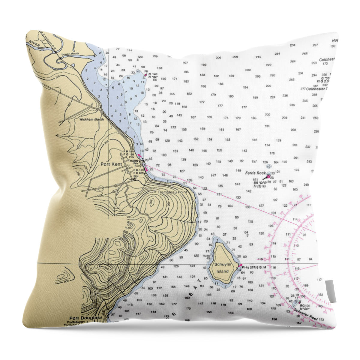 Port Kent-lake Champlain  Nautical Chart - Throw Pillow