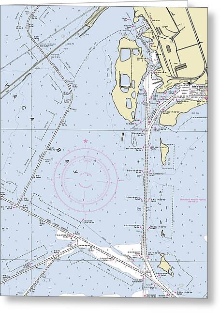 Port Lavaca Texas Nautical Chart - Greeting Card