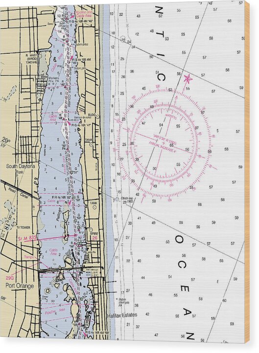 Port Orange-florida Nautical Chart - Wood Print
