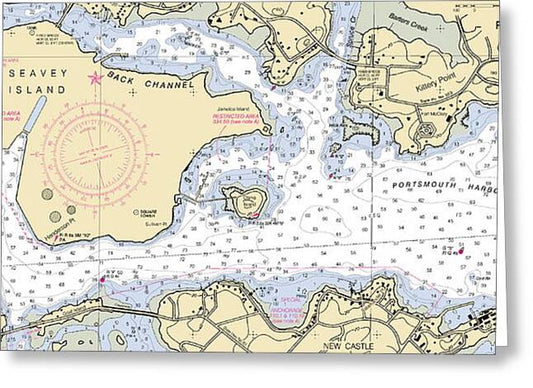 Portsmouth Harbor -new Hampshire Nautical Chart _v2 - Greeting Card