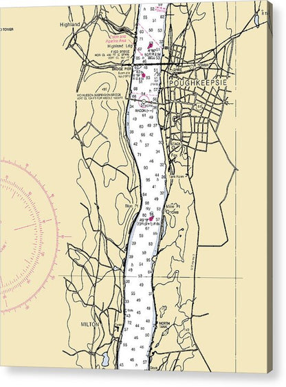 Poughkeepsee-new York Nautical Chart - Acrylic Print