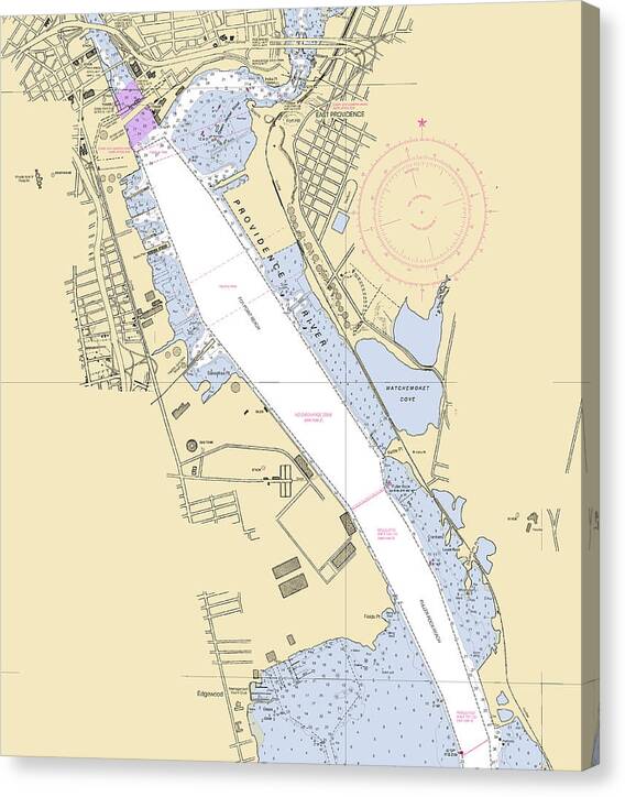Providence Harbor-rhode Island Nautical Chart - Canvas Print