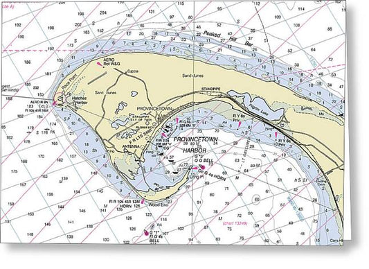 Provincetown Massachusetts Nautical Chart - Greeting Card