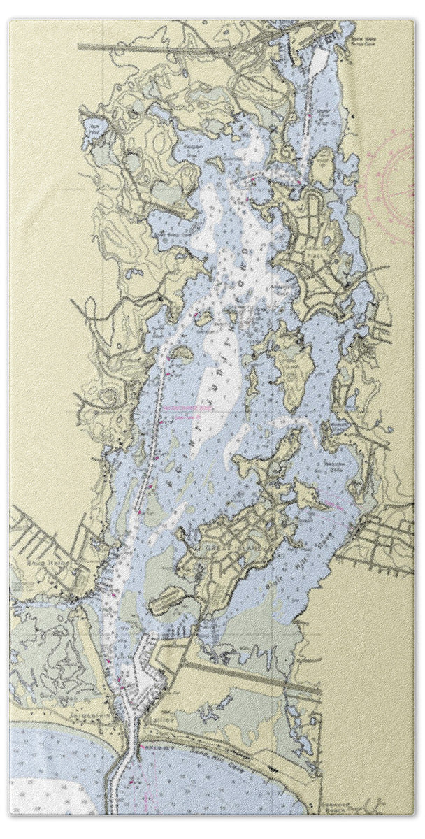 Pt Judith Pond Rhode Island Nautical Chart - Bath Towel