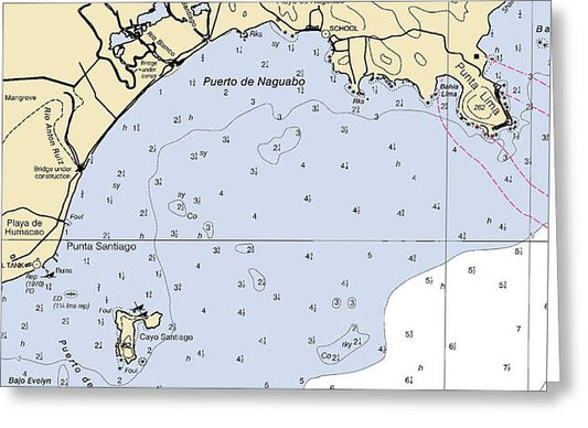 Puerto De Naguabo-puerto Rico Nautical Chart - Greeting Card