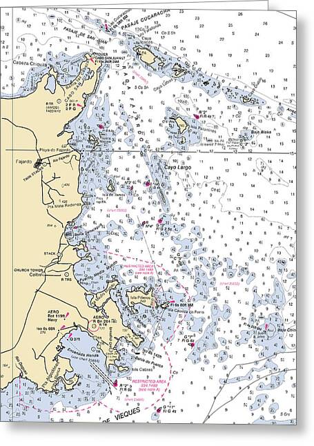 Punta Fajardo-puerto Rico Nautical Chart - Greeting Card
