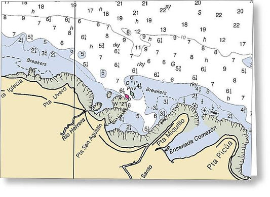 Punta Miquillo-puerto Rico Nautical Chart - Greeting Card