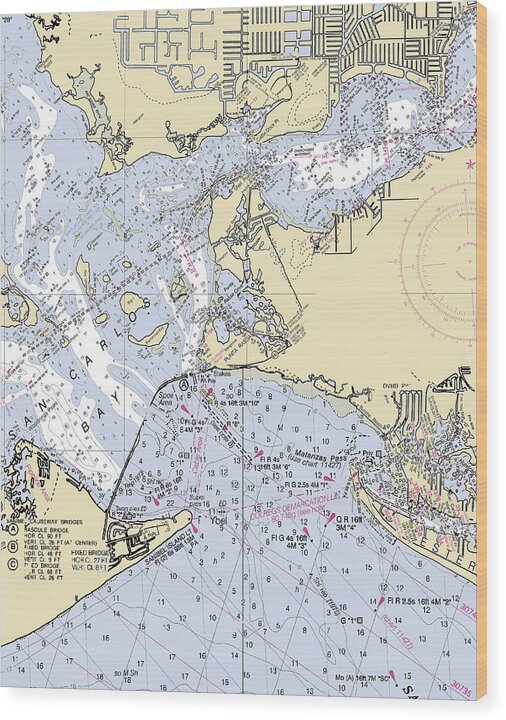 Punta-rassa -florida Nautical Chart _v6 - Wood Print