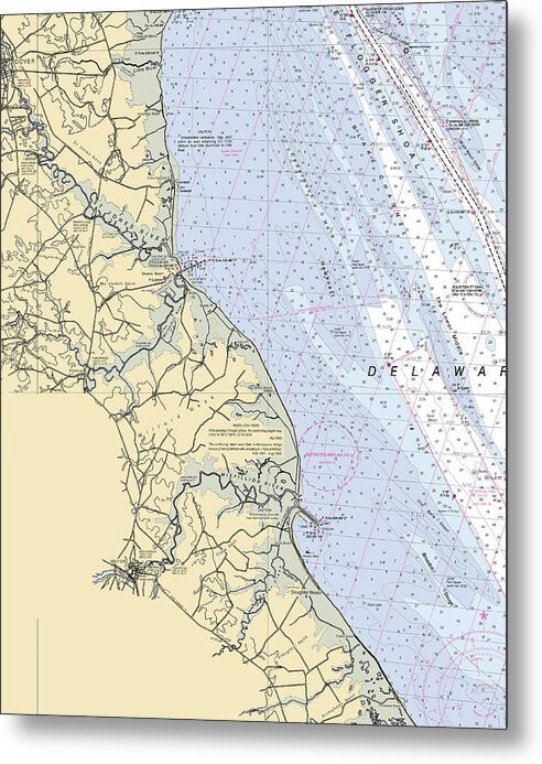 Rehobeth Bay & Indian River Bay-delaware Nautical Chart - Metal Print