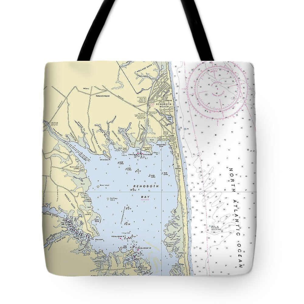 Rehoboth Bay Delaware Nautical Chart - Tote Bag