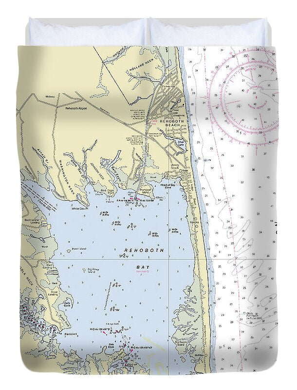 Rehoboth Bay Delaware Nautical Chart - Duvet Cover