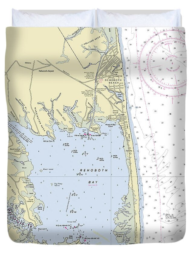 Rehoboth Bay Delaware Nautical Chart - Duvet Cover