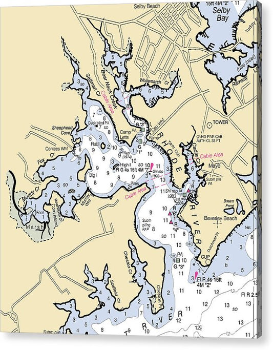 Rhode River-maryland Nautical Chart - Acrylic Print