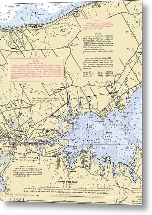 Riverhead-new York Nautical Chart - Metal Print