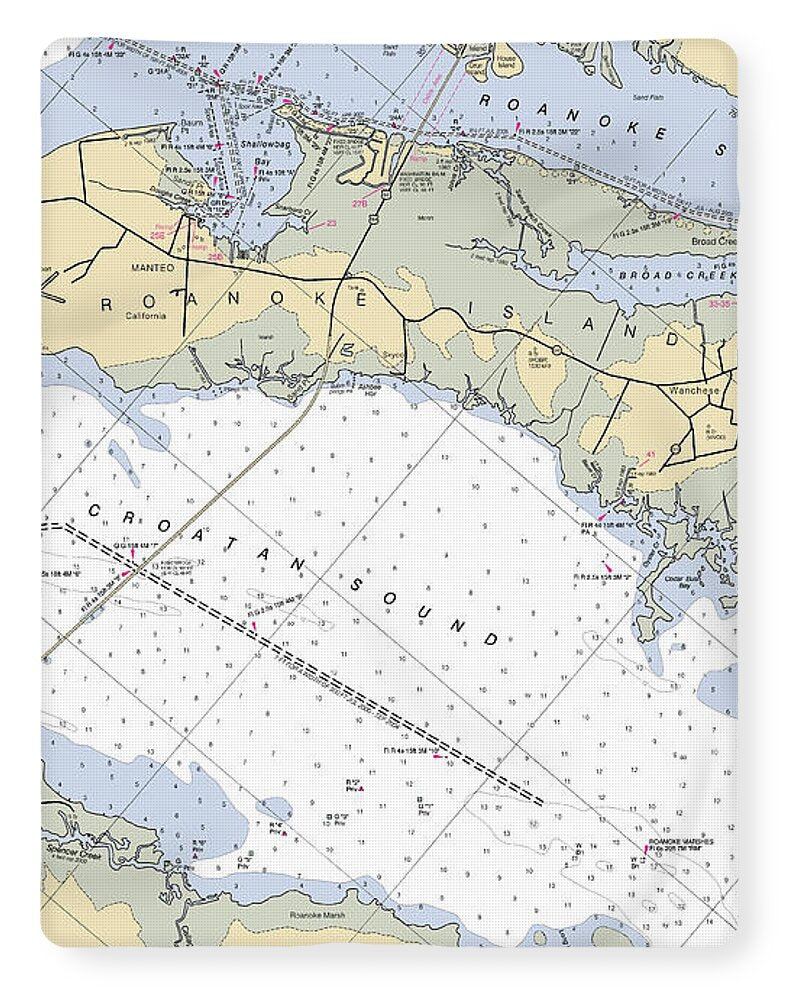 Roanoke Island-north Carolina Nautical Chart - Blanket